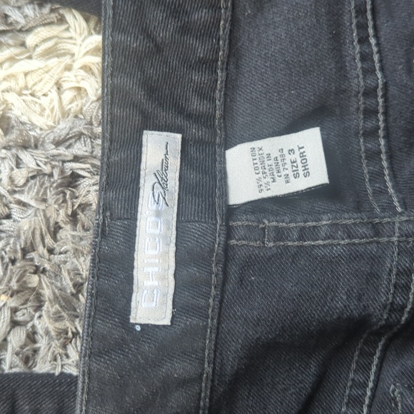 Chicos Platinum Black Denim Jeans Size 3 Short / 16 - Picture 2 of 7